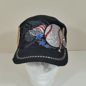 NWT Leader LOGA Baseball Cap Hat Champion Stars Stripes Wings Sequin Bling